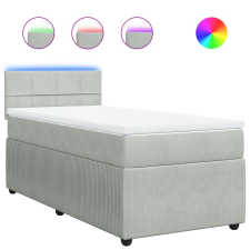 vidaXL világosszürke bársony rugós ágy matraccal 90 x 200 cm (3289950) ágy és ágykellék