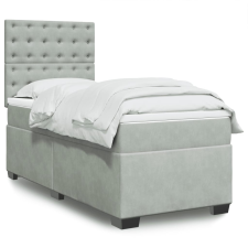 vidaXL világosszürke bársony rugós ágy matraccal 90x190 cm ágy és ágykellék