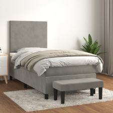 vidaXL világosszürke bársony rugós ágy matraccal 90x190 cm ágy és ágykellék