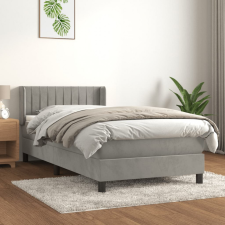 vidaXL világosszürke bársony rugós ágy matraccal 90x190 cm ágy és ágykellék