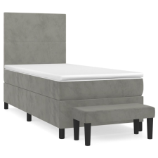 vidaXL világosszürke bársony rugós ágy matraccal 90x190 cm (3137695) ágy és ágykellék