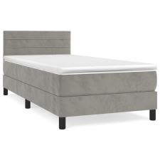 vidaXL világosszürke bársony rugós ágy matraccal 90x190 cm (3141335) ágy és ágykellék