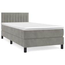 vidaXL világosszürke bársony rugós ágy matraccal 90x190 cm (3141395) ágy és ágykellék
