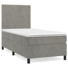 vidaXL világosszürke bársony rugós ágy matraccal 90x190 cm (3142875) ágy és ágykellék
