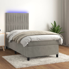 vidaXL világosszürke bársony rugós és LED-es ágy matraccal 100x200 cm ágy és ágykellék