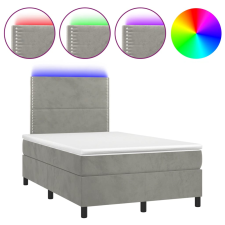 vidaXL világosszürke bársony rugós és LED-es ágy matraccal 120x190 cm ágy és ágykellék