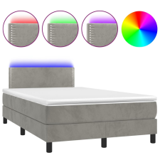 vidaXL világosszürke bársony rugós és LED-es ágy matraccal 120x190 cm ágy és ágykellék