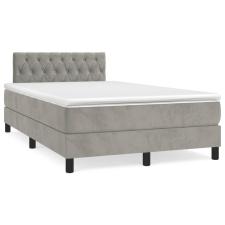 vidaXL világosszürke bársony rugós és LED-es ágy matraccal 120x190 cm ágy és ágykellék