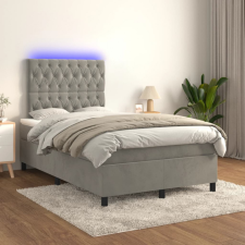 vidaXL világosszürke bársony rugós és LED-es ágy matraccal 120x200 cm ágy és ágykellék