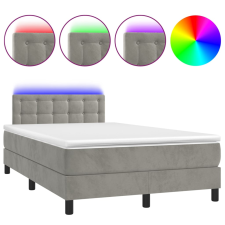 vidaXL világosszürke bársony rugós és LED-es ágy matraccal 120x200 cm (3134633) ágy és ágykellék