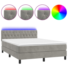 vidaXL világosszürke bársony rugós és LED-es ágy matraccal 140x190 cm (3134579) ágy és ágykellék