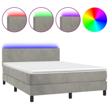 vidaXL világosszürke bársony rugós és LED-es ágy matraccal 140x200 cm (3134285) ágy és ágykellék