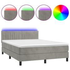 vidaXL világosszürke bársony rugós és LED-es ágy matraccal 140x200 cm (3134525) ágy és ágykellék