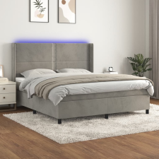 vidaXL világosszürke bársony rugós és LED-es ágy matraccal 180x200 cm ágy és ágykellék