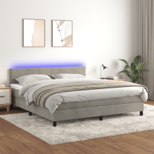vidaXL világosszürke bársony rugós és LED-es ágy matraccal 180x200 cm ágy és ágykellék