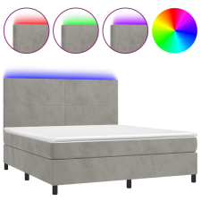 vidaXL világosszürke bársony rugós és LED-es ágy matraccal 180x200 cm (3136017) ágy és ágykellék