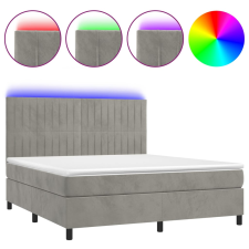 vidaXL világosszürke bársony rugós és LED-es ágy matraccal 180x200 cm (3136257) ágy és ágykellék