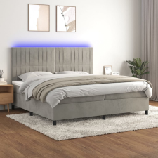 vidaXL világosszürke bársony rugós és LED-es ágy matraccal 200x200 cm ágy és ágykellék