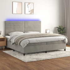 vidaXL világosszürke bársony rugós és LED-es ágy matraccal 200x200 cm ágy és ágykellék