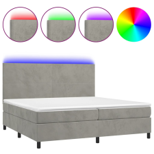 vidaXL világosszürke bársony rugós és LED-es ágy matraccal 200x200 cm (3136023) ágy és ágykellék