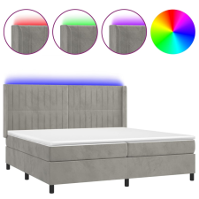 vidaXL világosszürke bársony rugós és LED-es ágy matraccal 200x200 cm (3139703) ágy és ágykellék