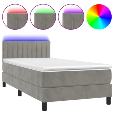 vidaXL világosszürke bársony rugós és LED-es ágy matraccal 90x190 cm (3134495) ágy és ágykellék