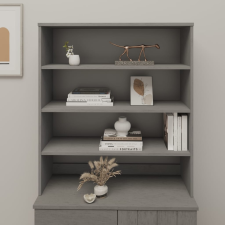 vidaXL világosszürke fenyőfa felső elem tálalószekrényhez 90x30x100 cm bútor
