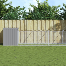 vidaXL világosszürke horganyzott acél kifutós kutyaház 110x1017x110 cm szállítóbox, fekhely kutyáknak