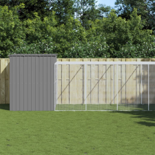 vidaXL világosszürke horganyzott acél kifutós kutyaház 214x1069x181 cm szállítóbox, fekhely kutyáknak