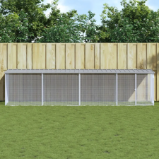 vidaXL világosszürke horganyzott acél tyúkketrec tetővel 403x98x90 cm haszonállat felszerelés