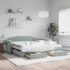 vidaXL világosszürke kihúzható bársony heverő fiókkal 100 x 200 cm ágy és ágykellék
