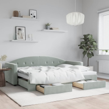 vidaXL világosszürke kihúzható bársony heverő fiókkal 80 x 200 cm ágy és ágykellék