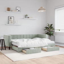 vidaXL világosszürke kihúzható bársony heverő fiókkal 80 x 200 cm ágy és ágykellék