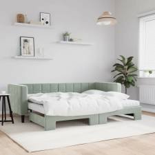 vidaXL világosszürke kihúzható bársony heverő matraccal 80 x 200 cm ágy és ágykellék
