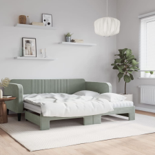 vidaXL világosszürke kihúzható bársony heverő matraccal 90 x 190 cm ágy és ágykellék