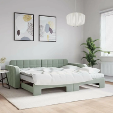 vidaXL világosszürke kihúzható bársony heverő matraccal 90 x 190 cm bútor