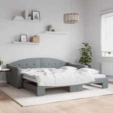 vidaXL világosszürke kihúzható szövet heverő 100 x 200 cm ágy és ágykellék