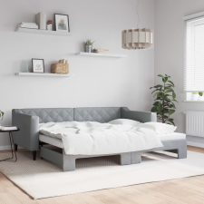 vidaXL világosszürke kihúzható szövet heverő 90 x 190 cm ágy és ágykellék