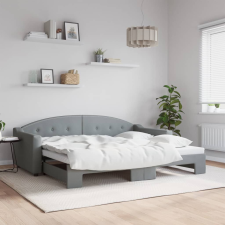 vidaXL világosszürke kihúzható szövet heverő 90 x 200 cm ágy és ágykellék