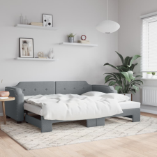 vidaXL világosszürke kihúzható szövet heverő 90 x 200 cm ágy és ágykellék