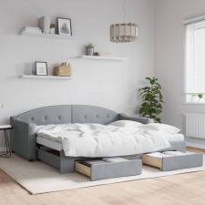 vidaXL világosszürke kihúzható szövet heverő fiókkal 90 x 190 cm ágy és ágykellék