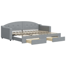 vidaXL világosszürke kihúzható szövet heverő fiókokkal 80 x 200 cm (3197561) ágy és ágykellék
