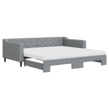 vidaXL világosszürke kihúzható szövet heverő matracokkal 100 x 200 cm (3197449) ágy és ágykellék