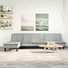 vidaXL világosszürke L-alakú bársony kanapéágy 255x140x70 cm bútor