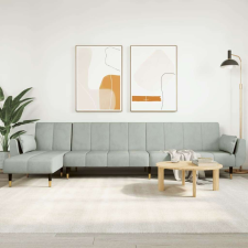vidaXL világosszürke L-alakú bársony kanapéágy 275x140x70 cm bútor