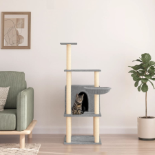 vidaXL világosszürke macskabútor szizál kaparófákkal 132 cm macskafelszerelés
