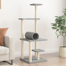 vidaXL világosszürke macskabútor szizál kaparófákkal 136 cm macskafelszerelés