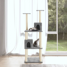 vidaXL világosszürke macskabútor szizál kaparófákkal 141 cm macskabútor