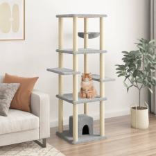 vidaXL Világosszürke macskabútor szizál kaparófákkal 154 cm macskafelszerelés