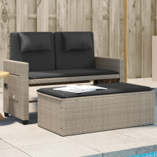 vidaXL világosszürke polyrattan dönthető kerti pad párnával kerti bútor
